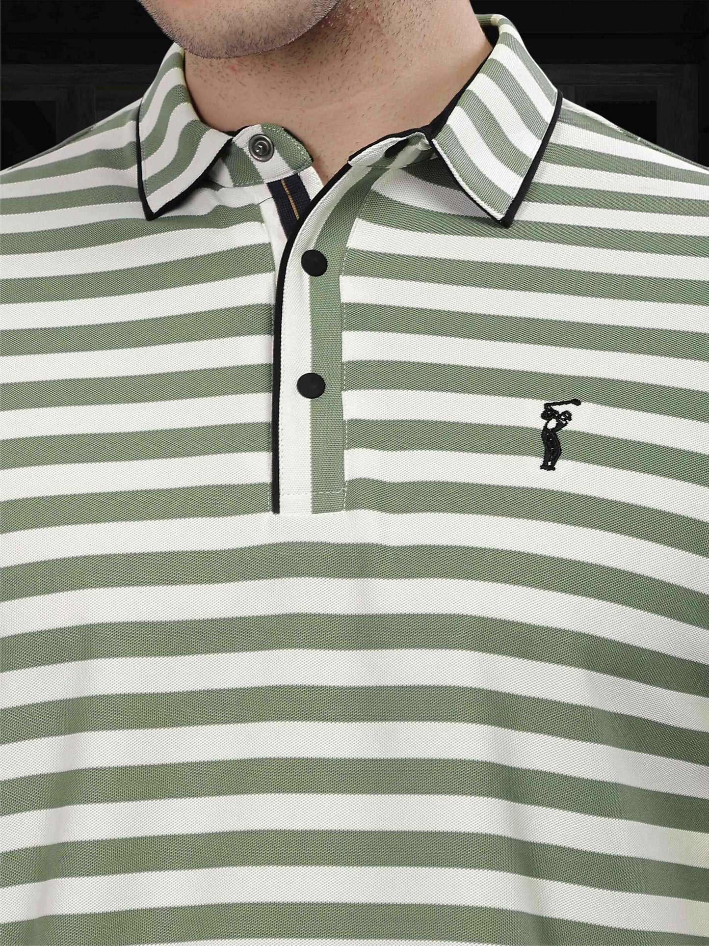 Green Men's Stripes Polo T-Shirt