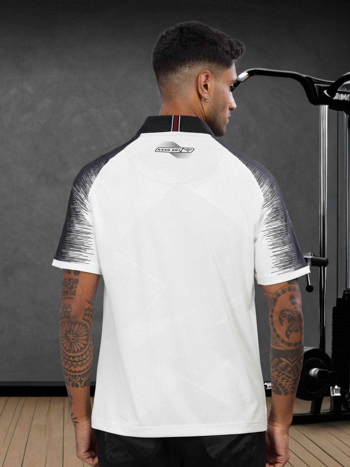 White Mens Printed Active Wear T-Shirt