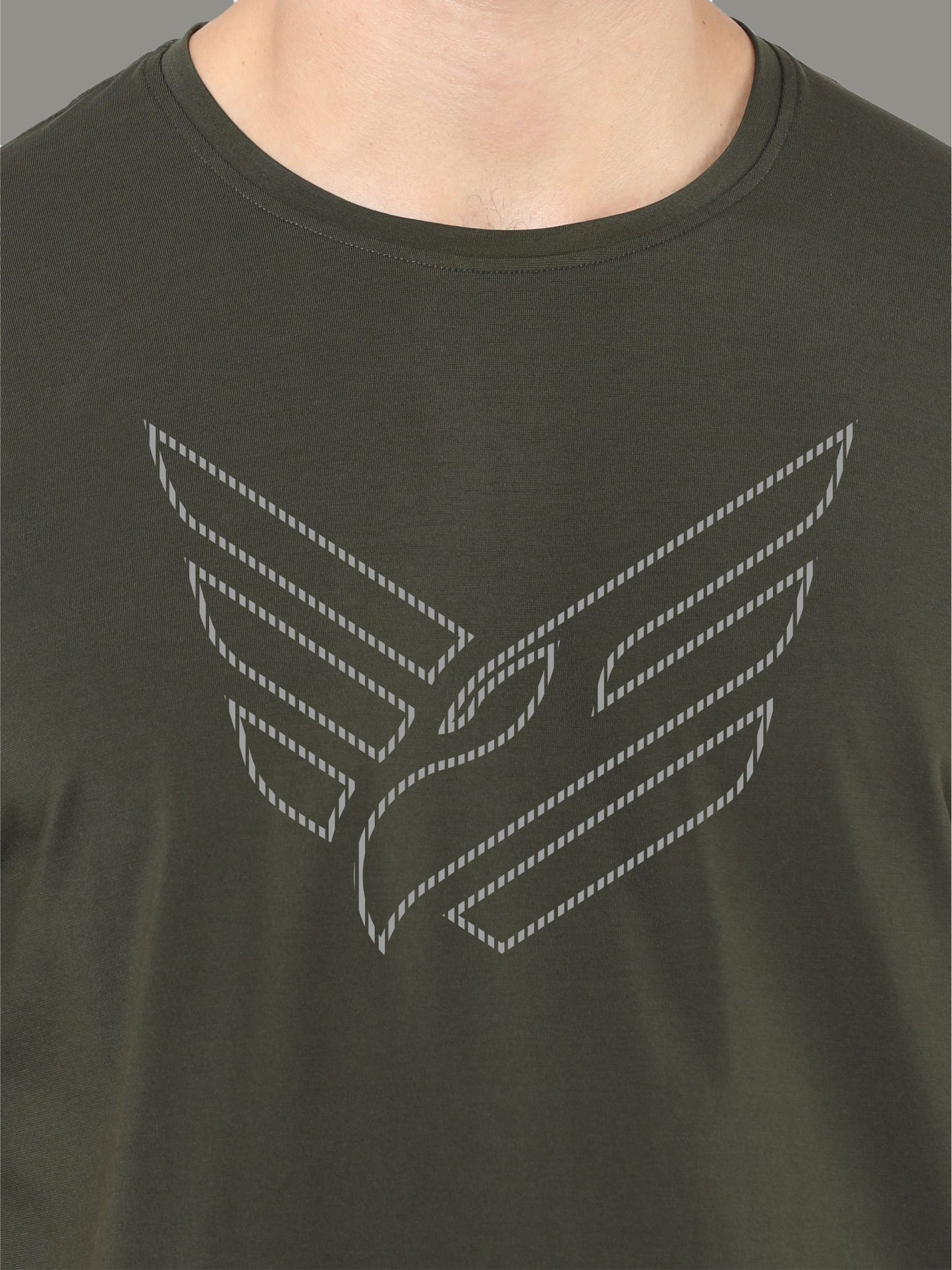 Olive Green Crew Neck T-Shirts Dot Eagle