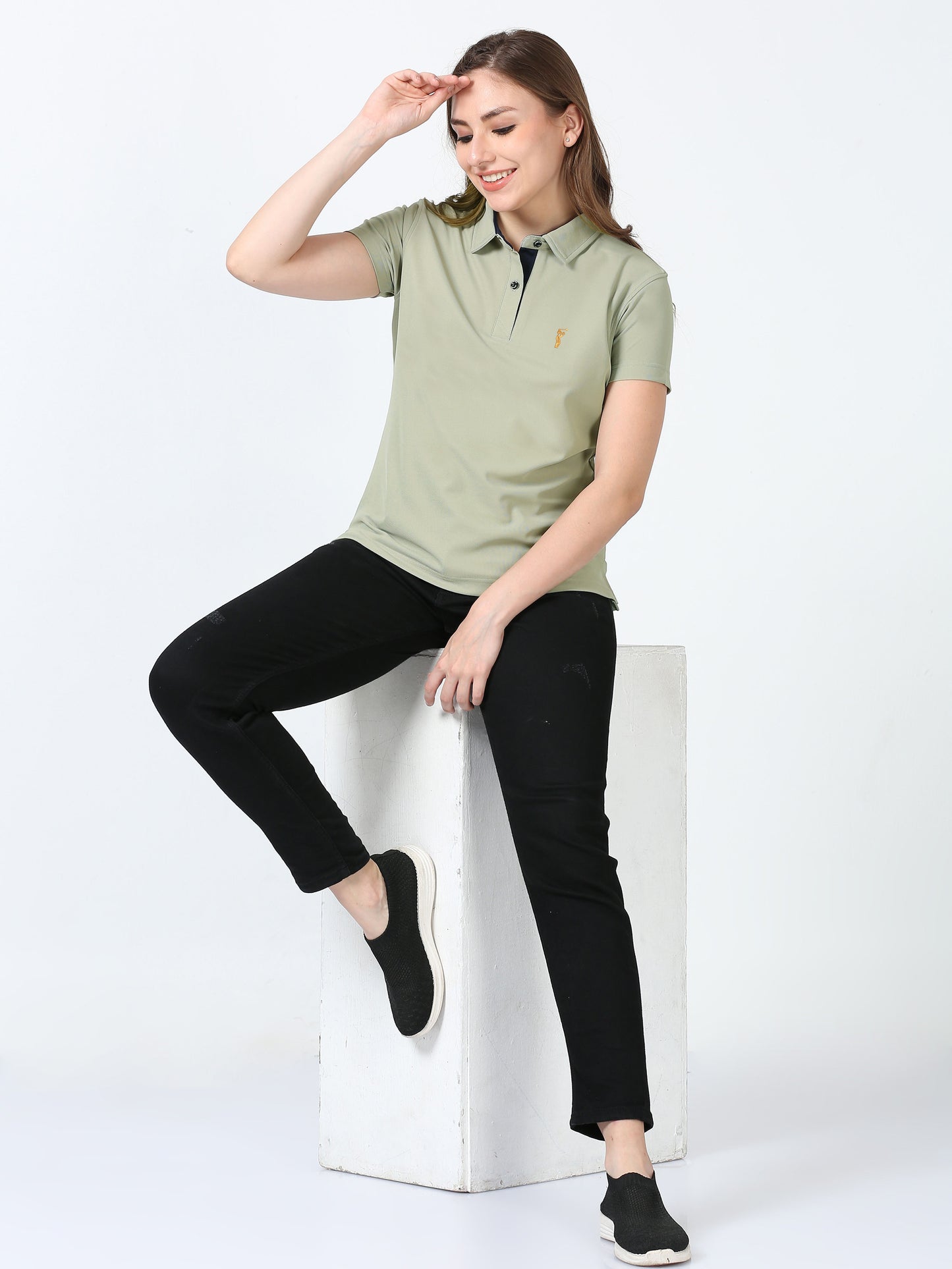 Moose Grey Women's Premium Golf Polo T-Shirt