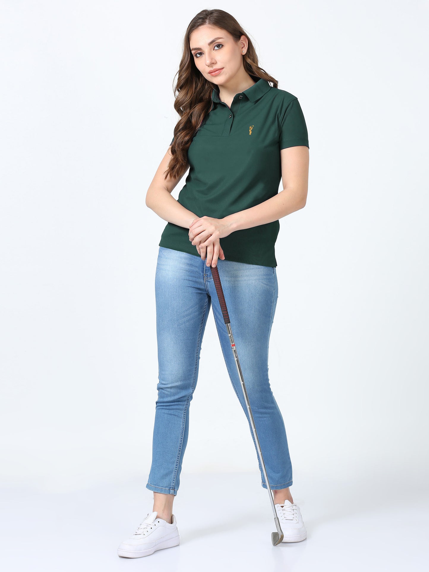 Teal Green Women Premium Golf Polo T-Shirt