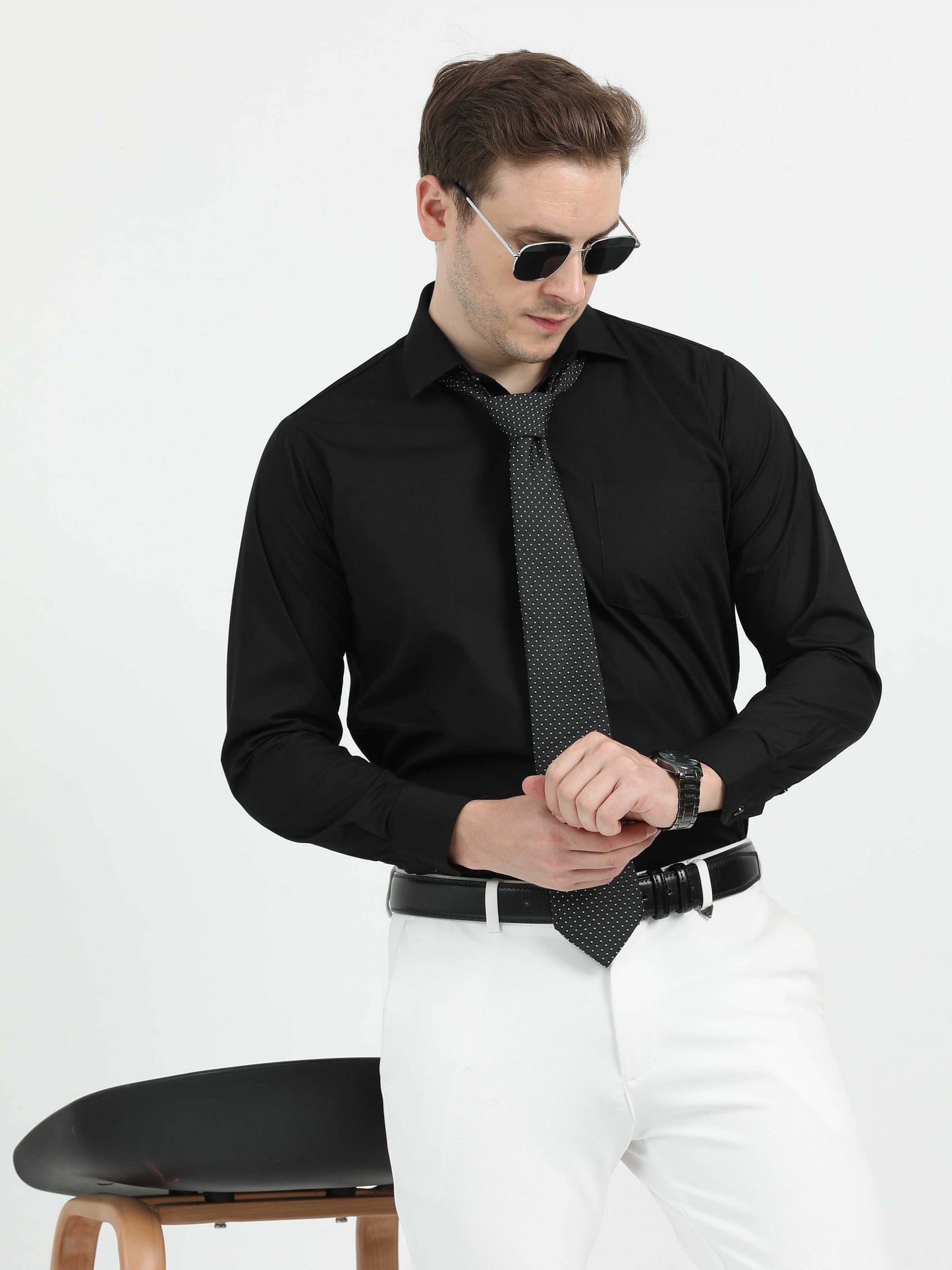 Black Premium Poplin Office Formals