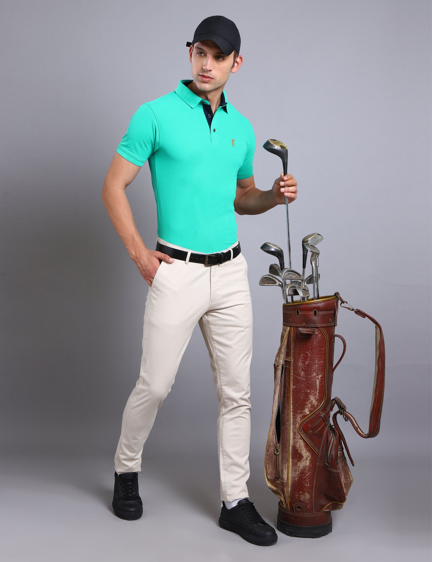 Jade Green Ant Print Golf Polo T-Shirts