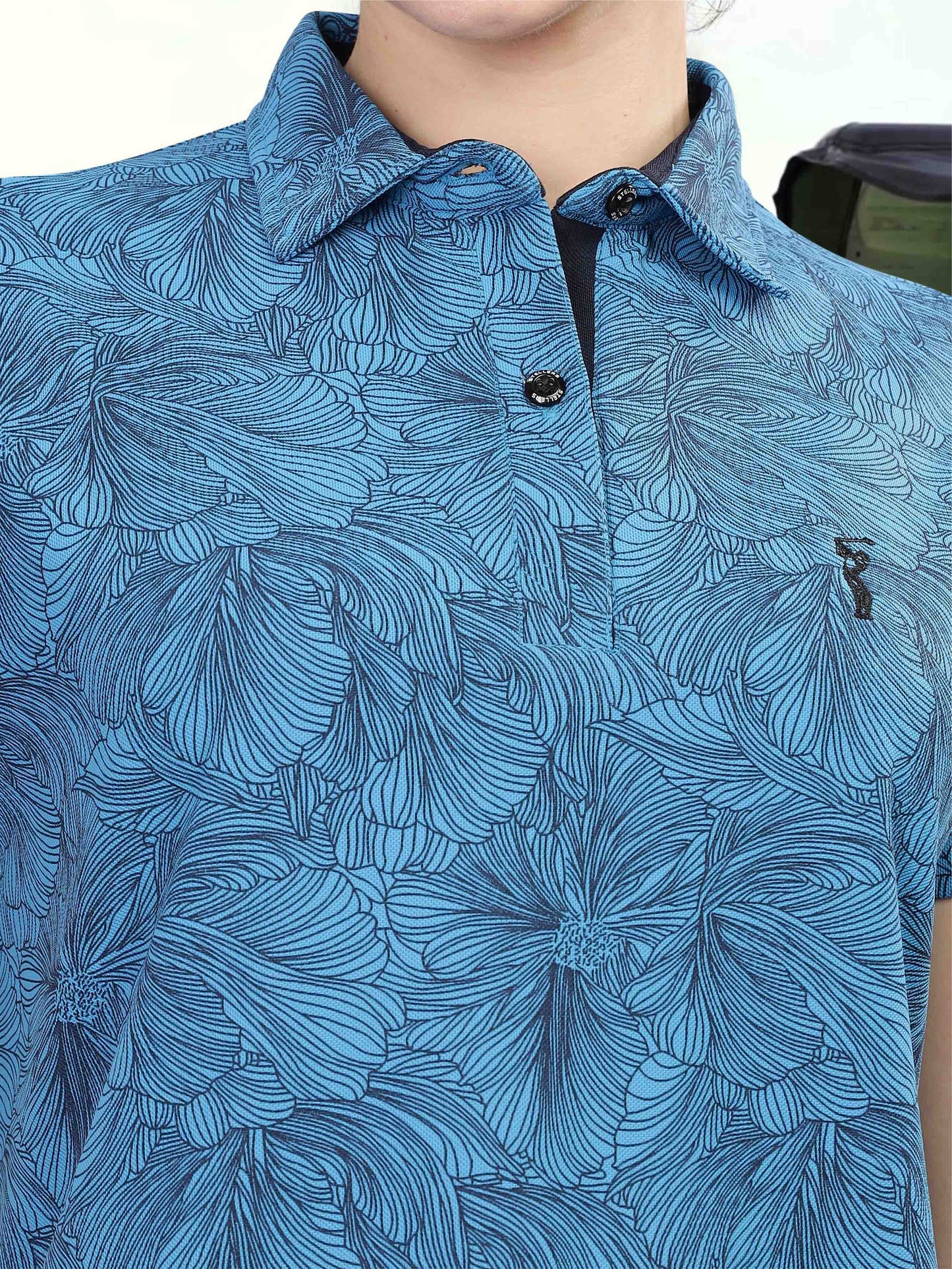 Dell Blue Women's Floral Prints Polo shirts