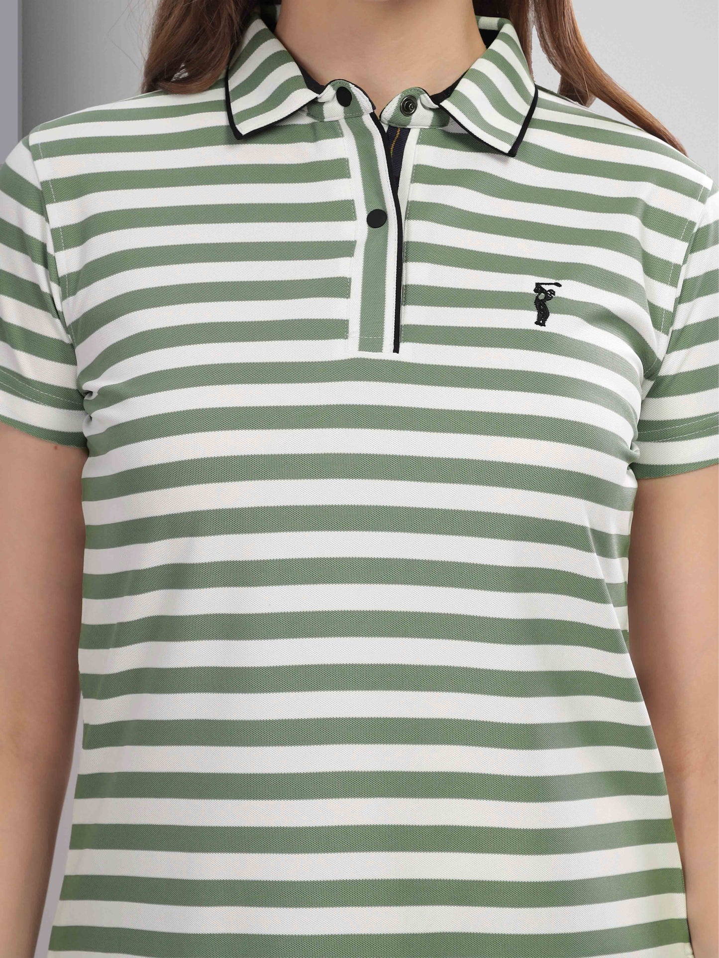 Green Women's Stripes Polos