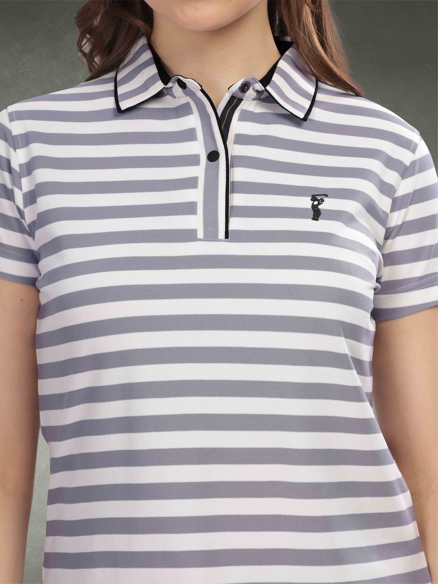 Light Purple Women's Stripes Polos