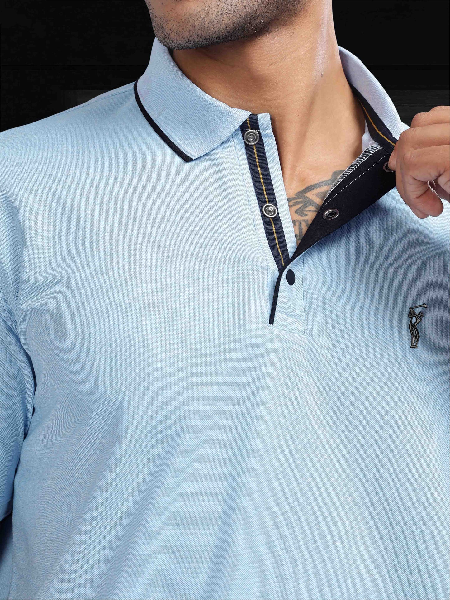 Sky Blue Tipping Polo Shirt