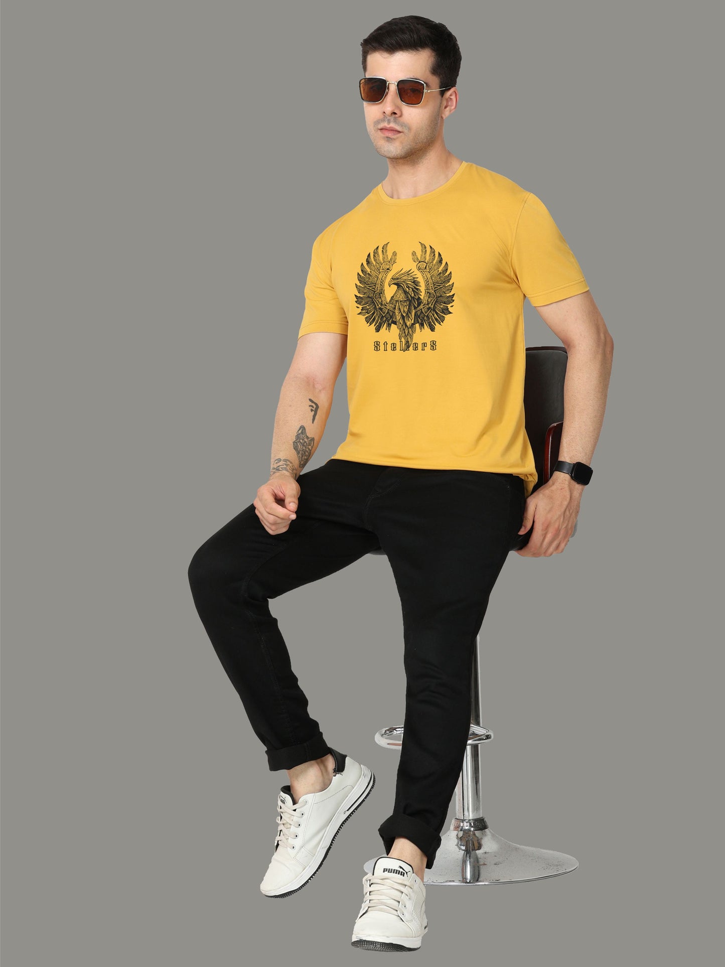 Mustard Crew Neck T-Shirts Warrior