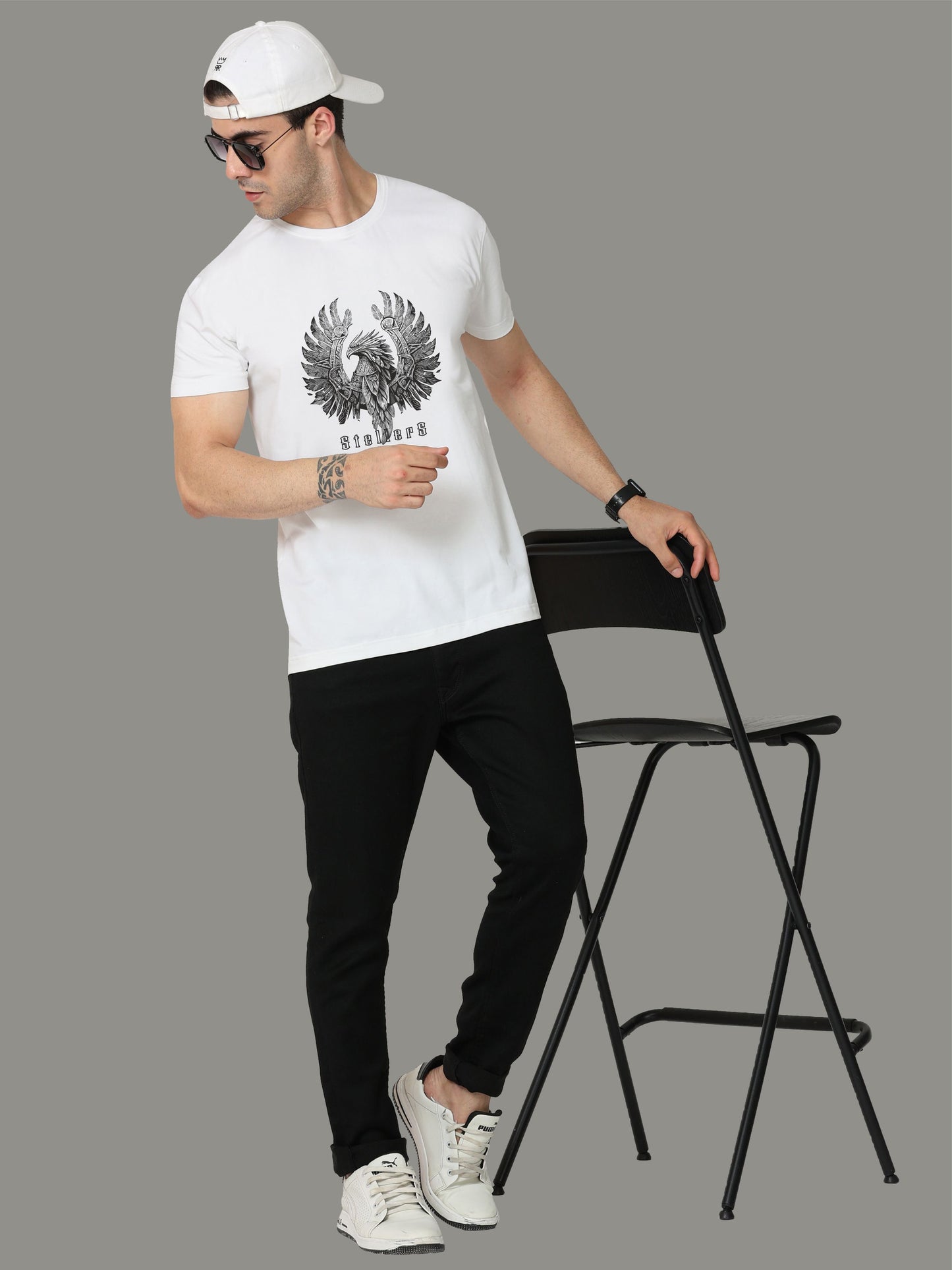 White Crew Neck T-Shirts Warrior