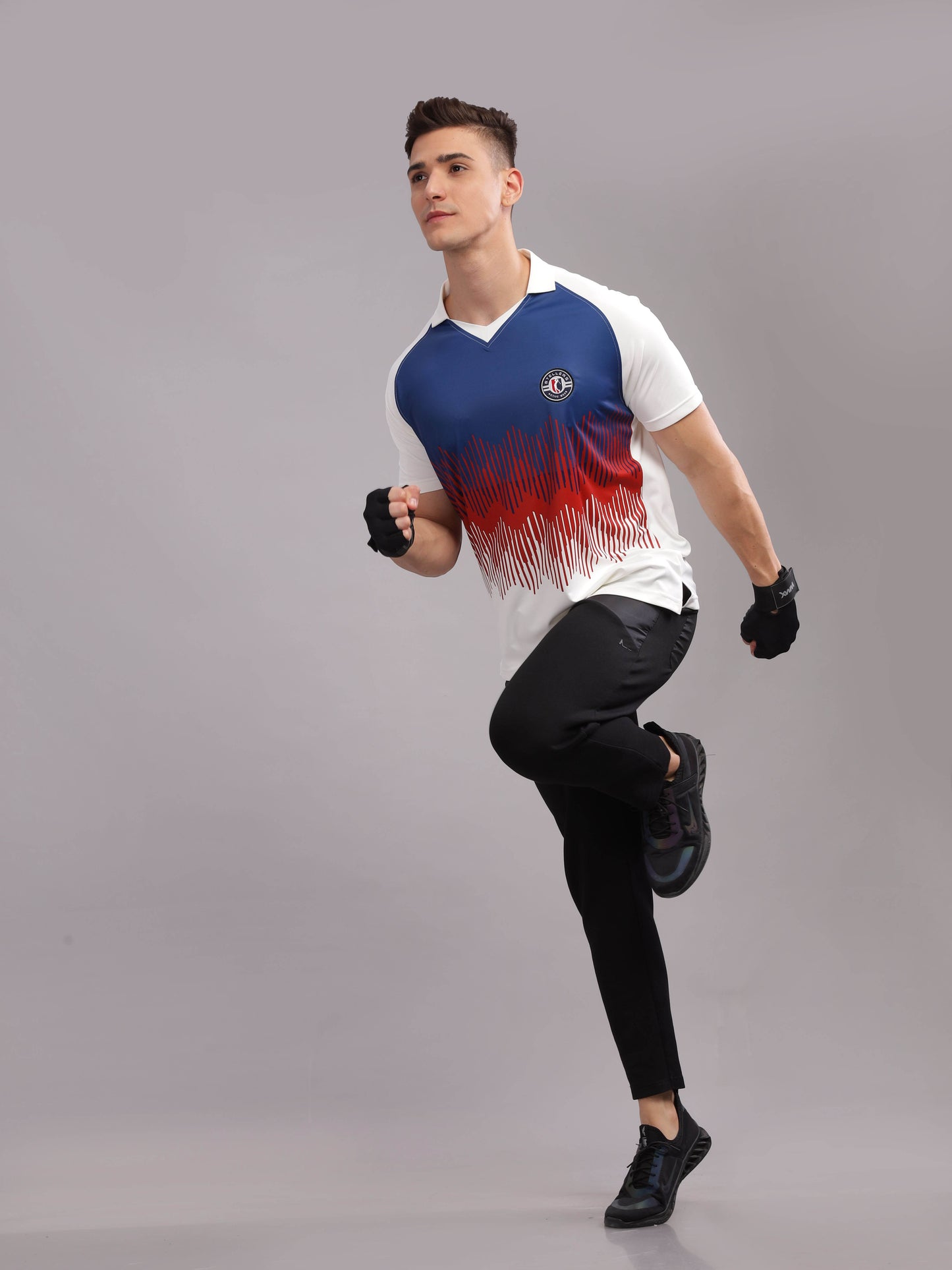 White Mens Printed Active Wear