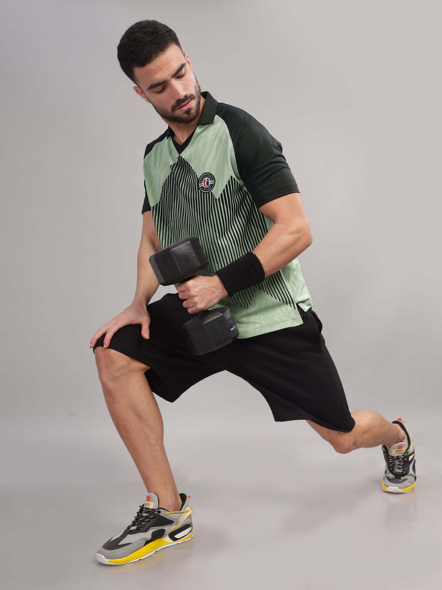 Misty Green Mens Printed Active Wear