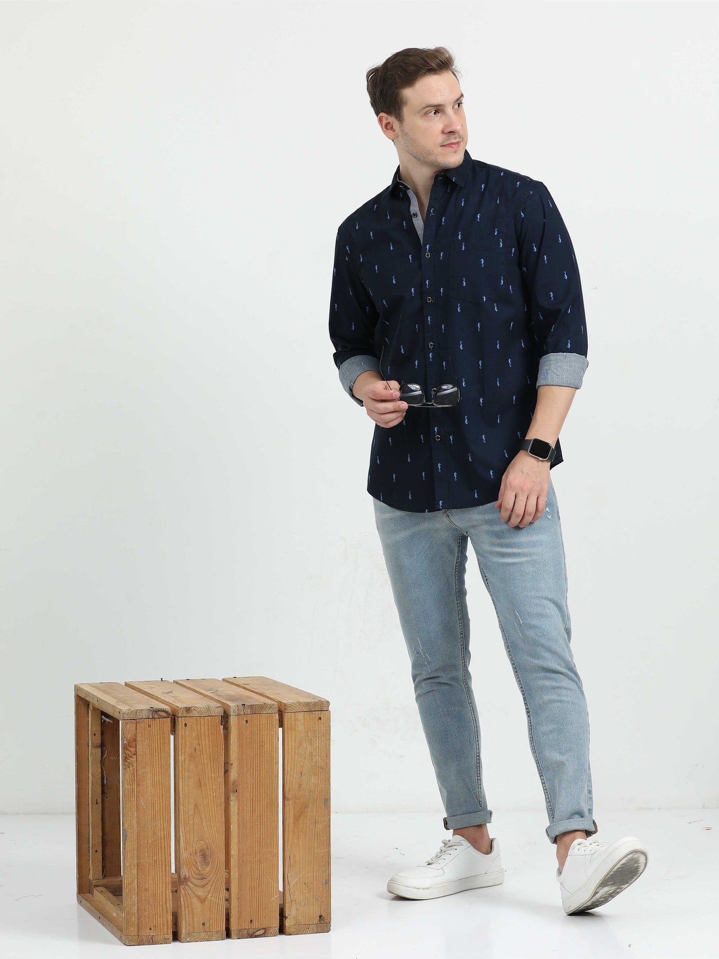 Navy Blue Premium Casual Shirt