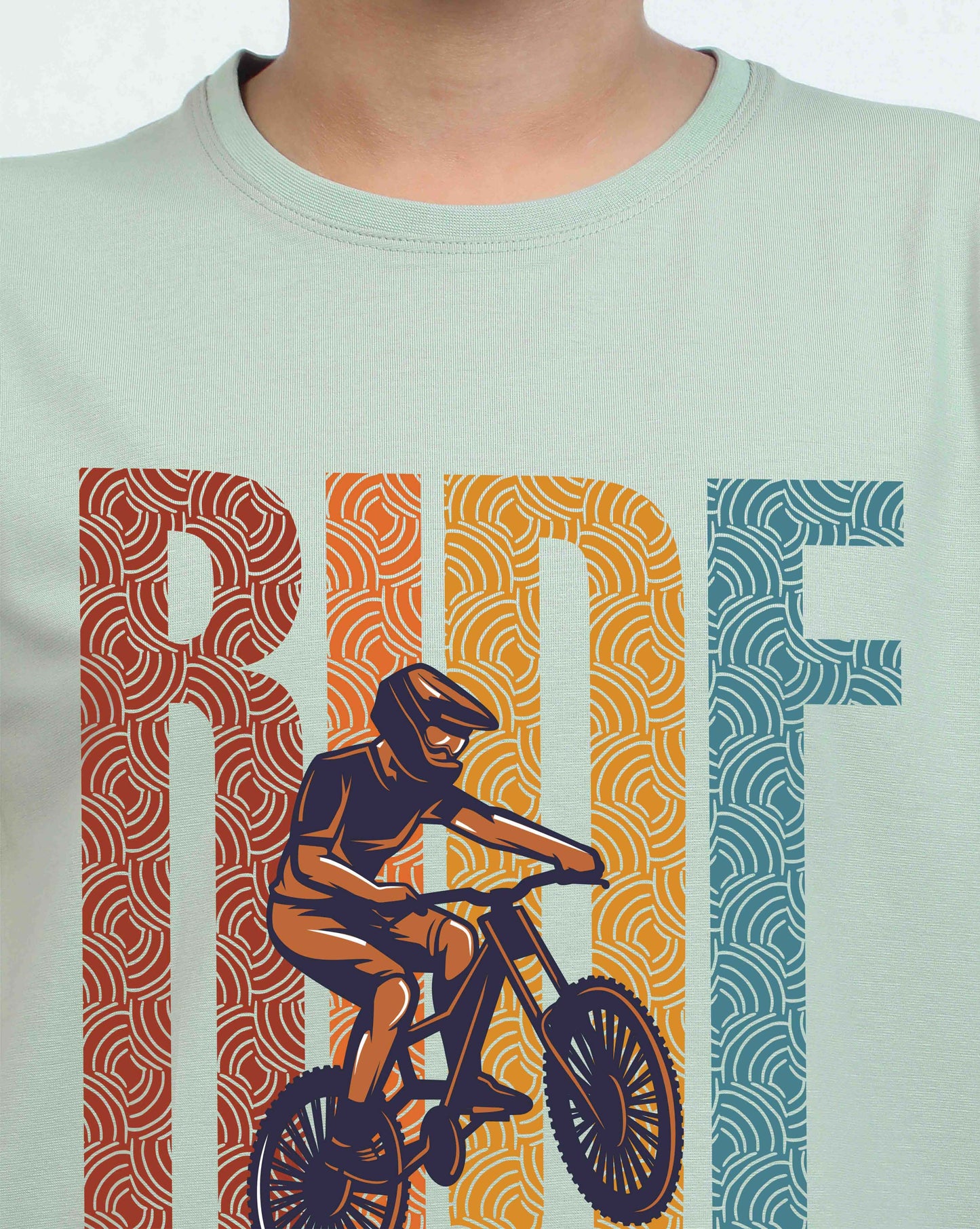 Misty Green Ride Printed Crew Neck T-Shirt