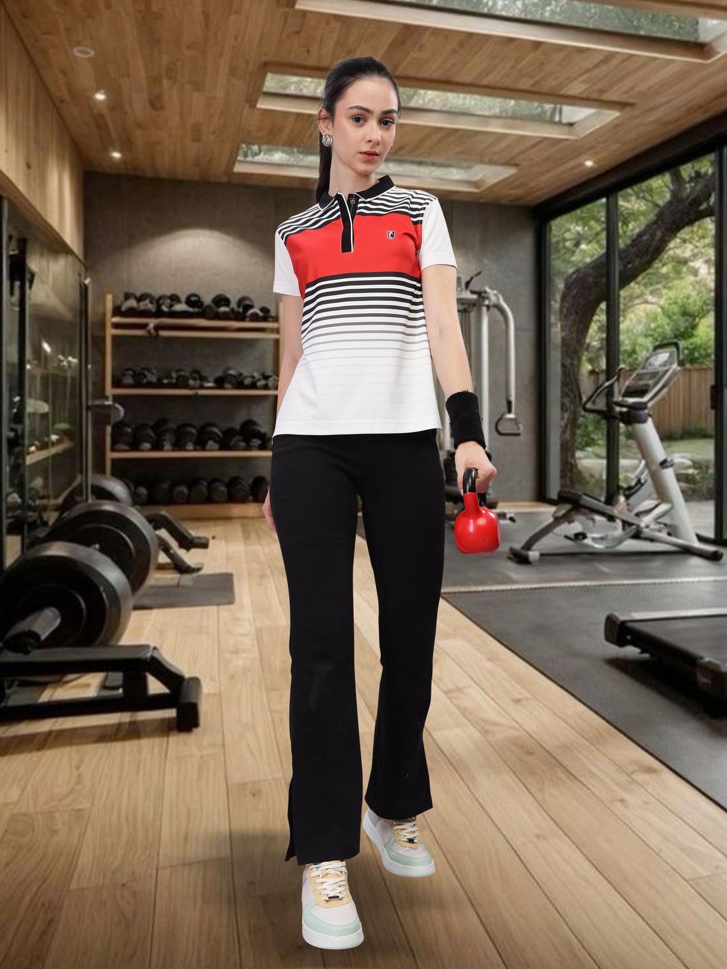 Red Women Active Wear Polos