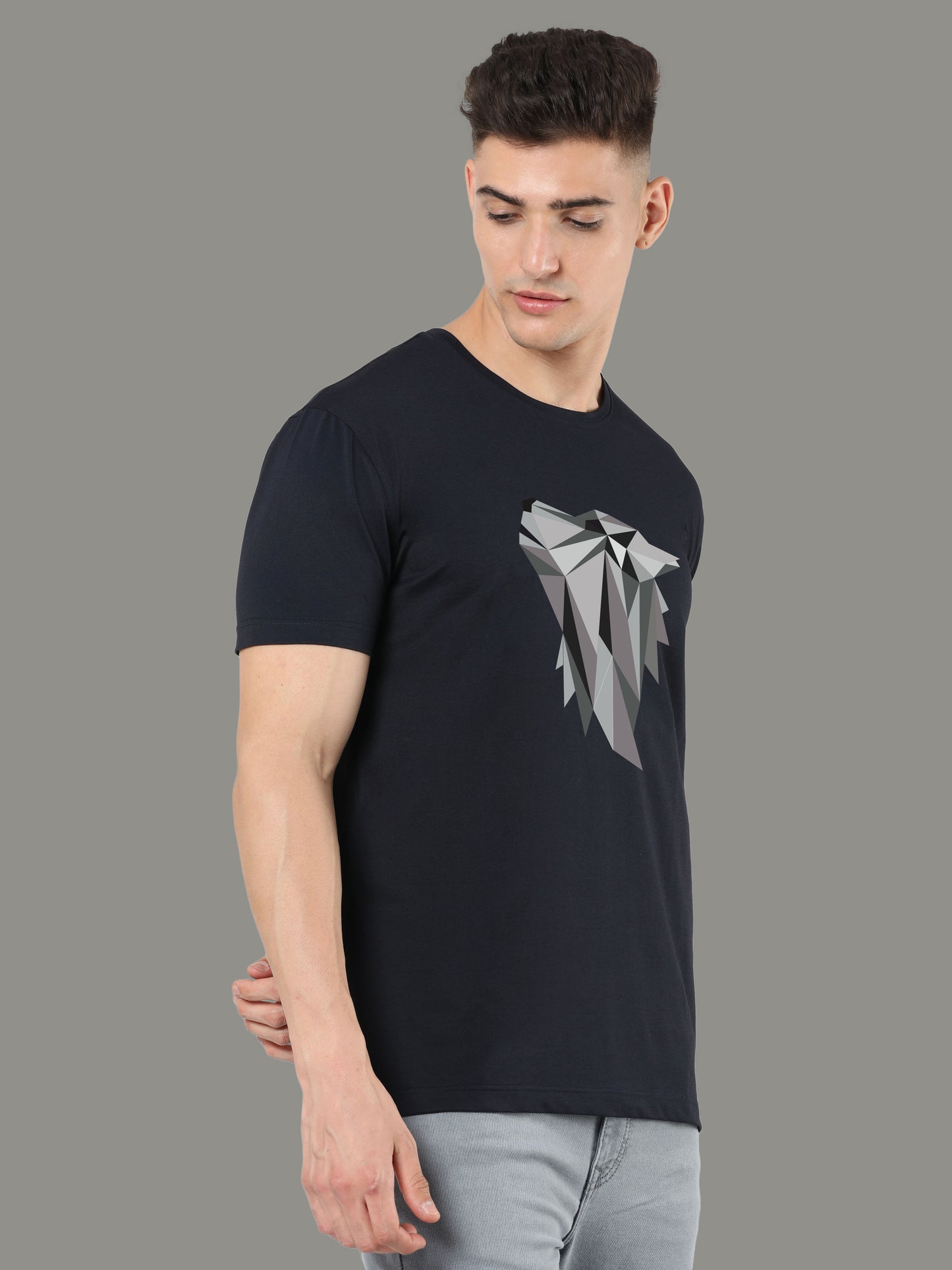 Black Fox Print Crew Neck Tees