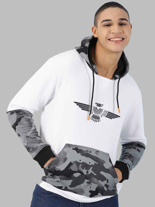 Men's Pullover Hoodie Camo White