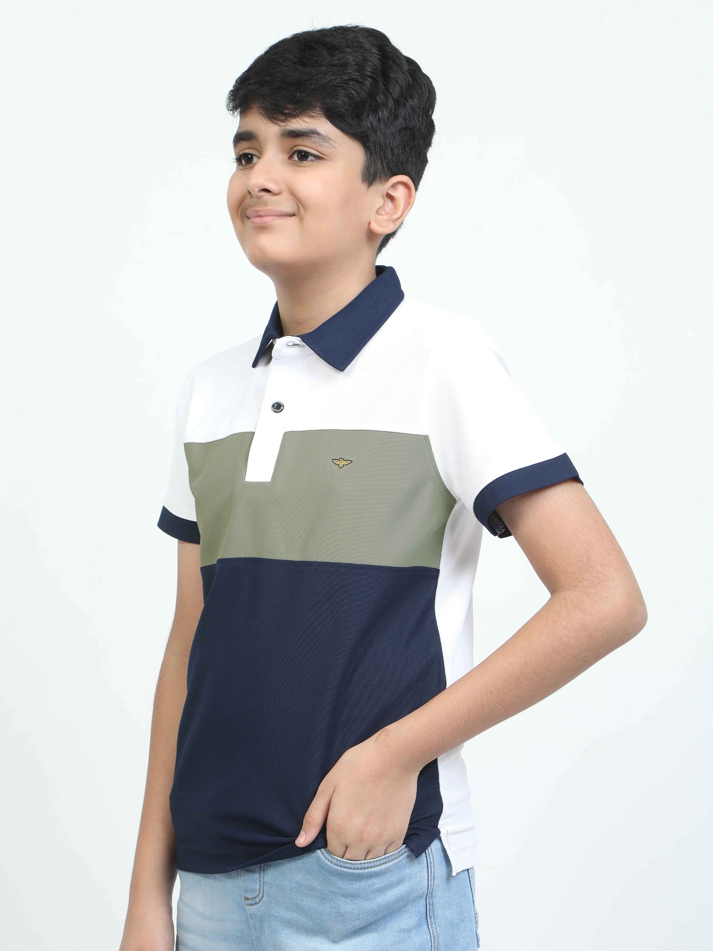 Navy Blue Center Panel Polo T-Shirt