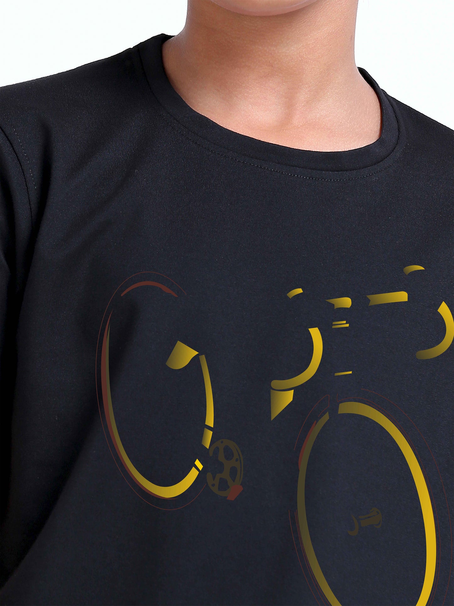 Black Cycle Print Crew Neck T-Shirt